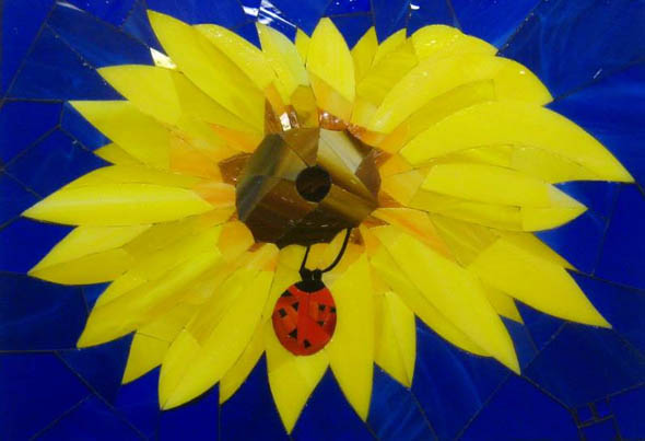 Stained glass mosaic sunflower